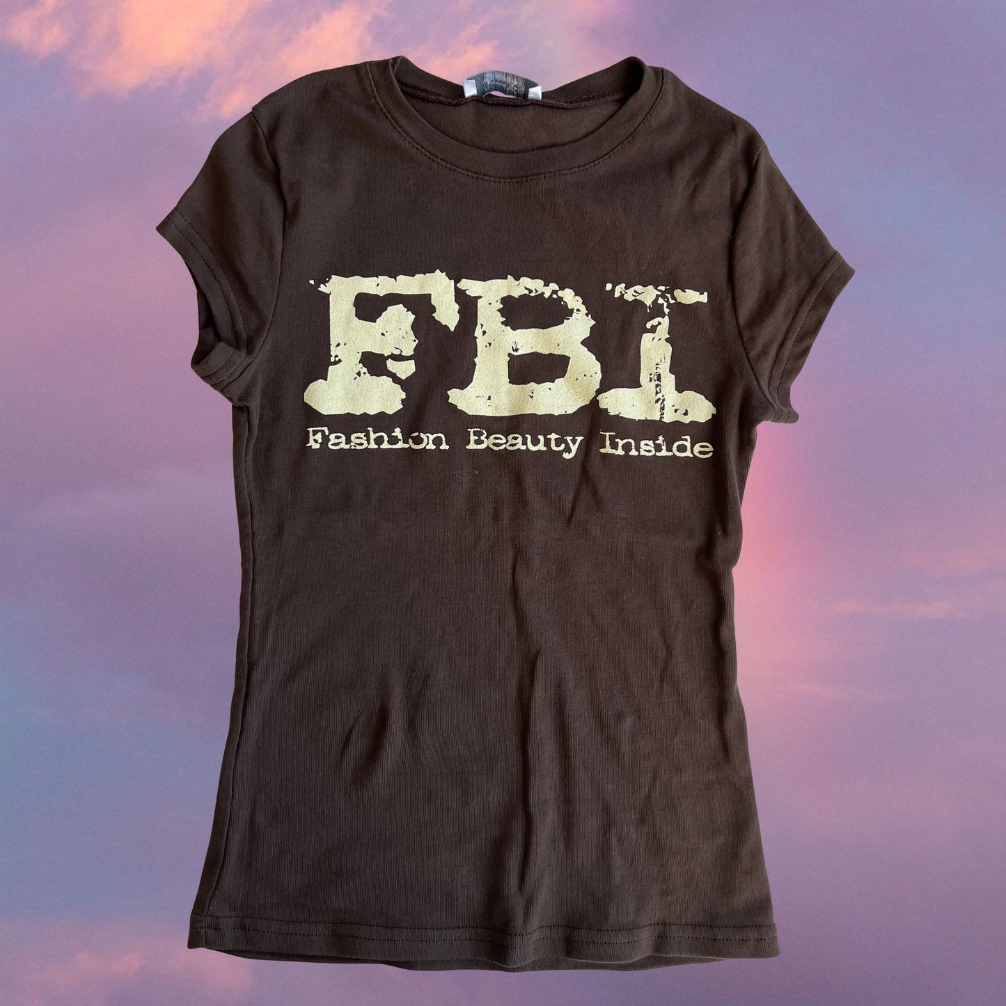 Vintage 90's Brown FBI Graphic Baby Tee (S)