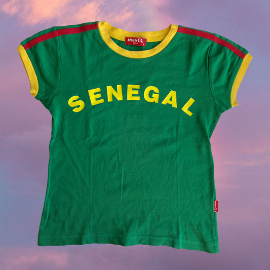 Vintage 90's Sporty Skater Senegal Flag Green Baby Tee (M)