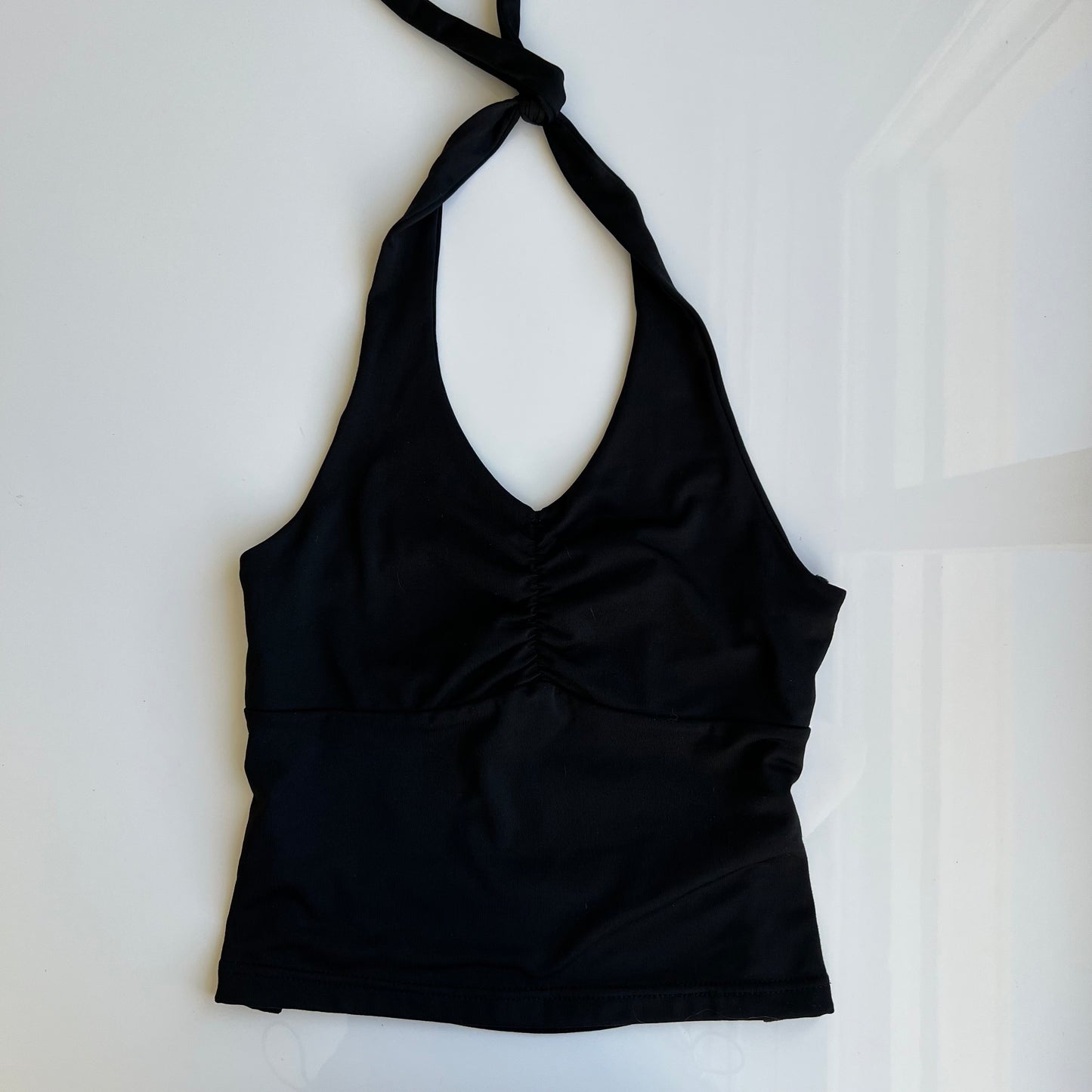 Vintage 90's Clubwear Black Backless Halter Top (S)