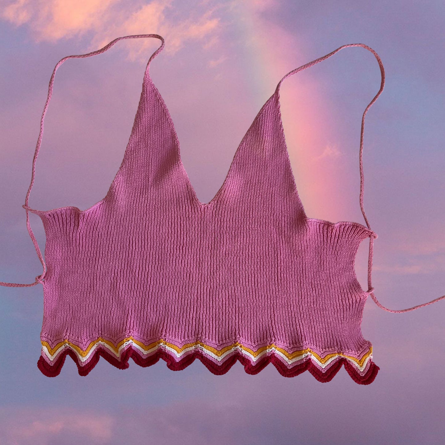 Vintage 90's Festival Pink Knit Backless Top (S/M)