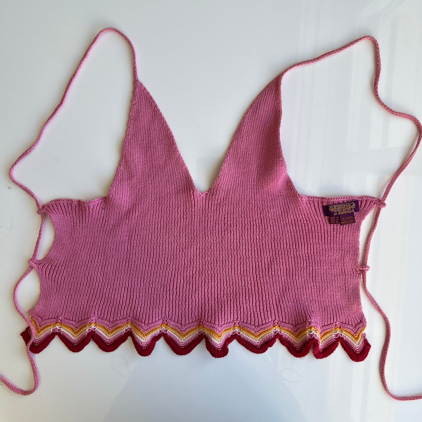 Vintage 90's Festival Pink Knit Backless Top (S/M)