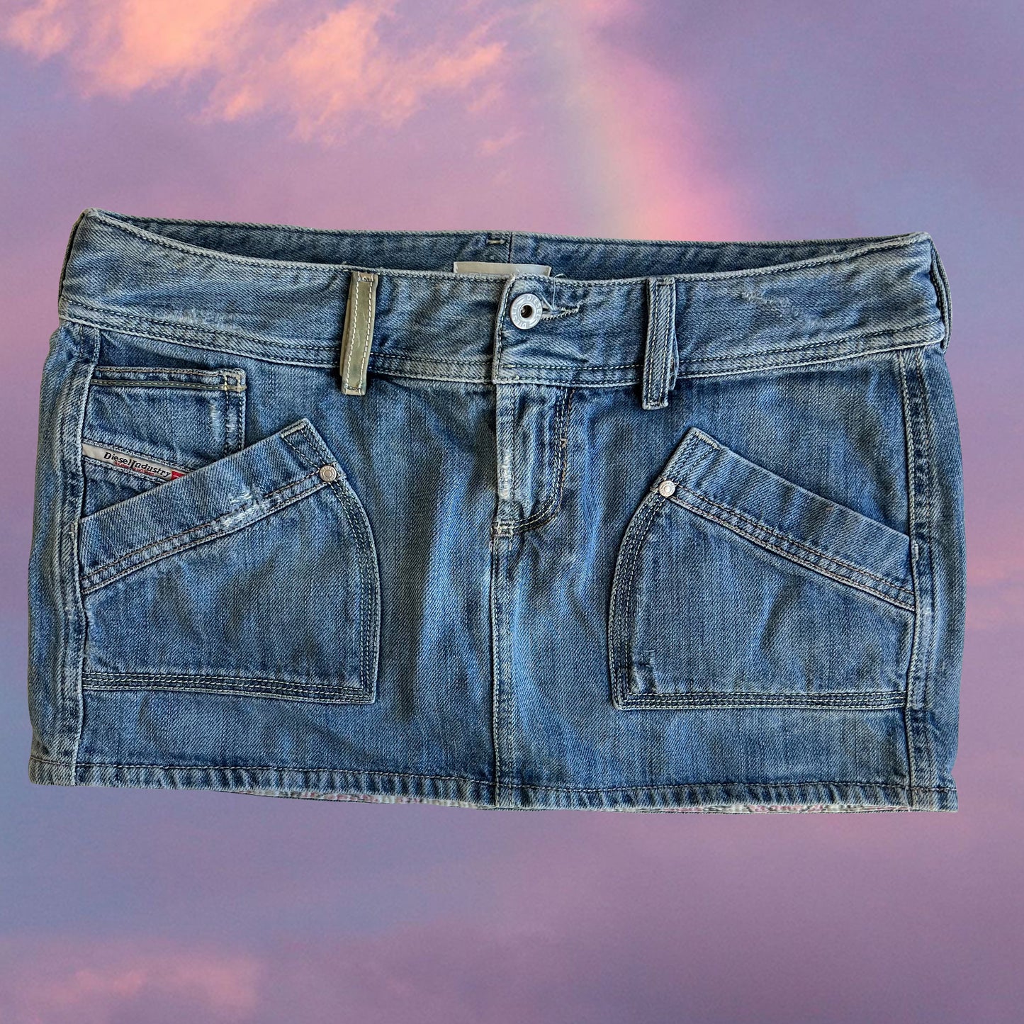 Vintage 90's Diesel Blue Denim Mini Skirt (36 EU / UK 8 / US 4)