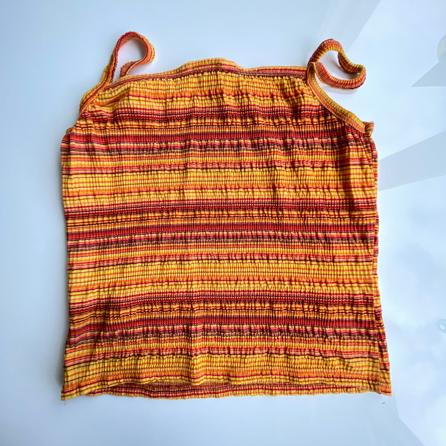 Vintage 90's Summer Stripe Orange and Yellow High Neck Cami Top (S)