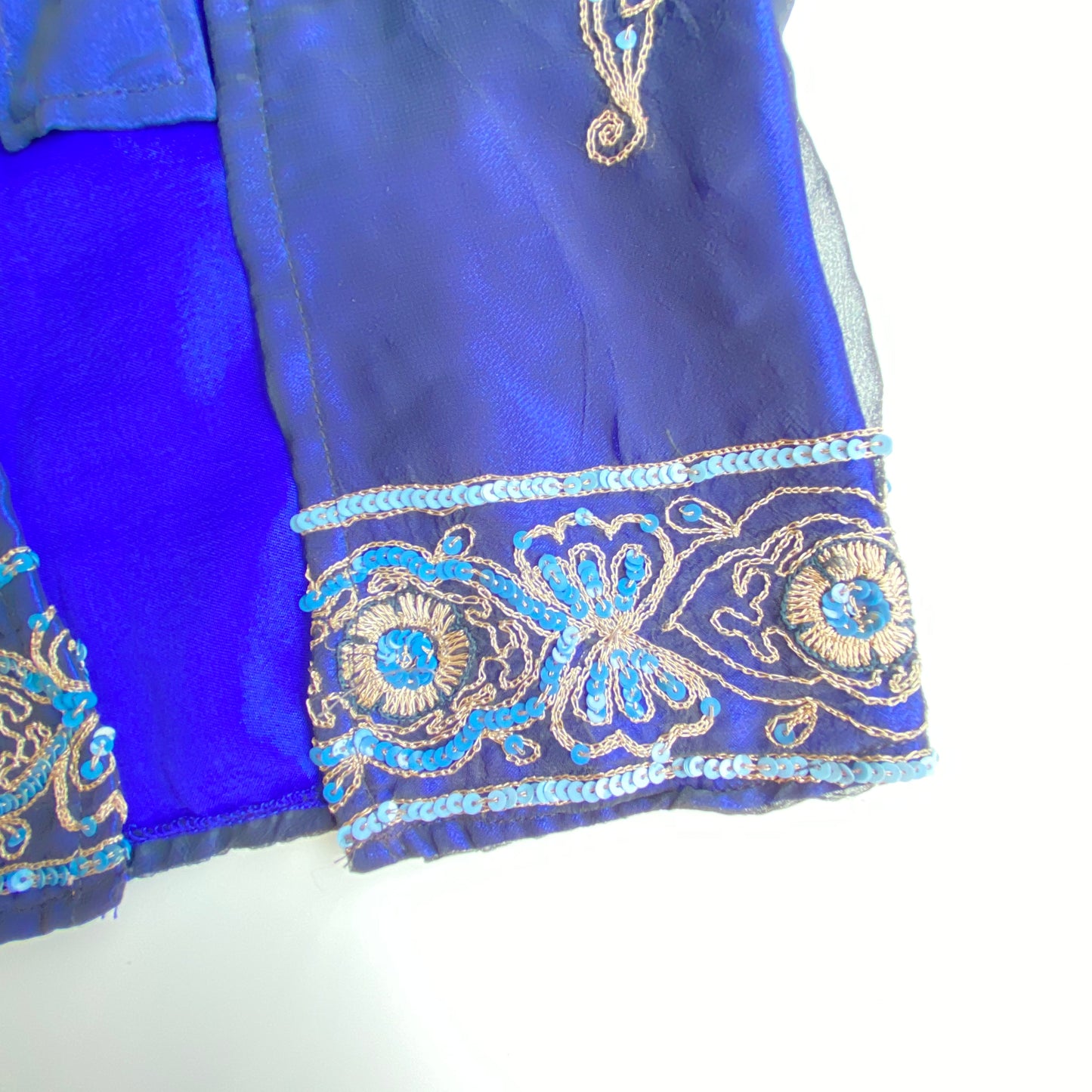 Vintage 90's Festival Blue Embroidered Silk Backless Tube Top (S/M)