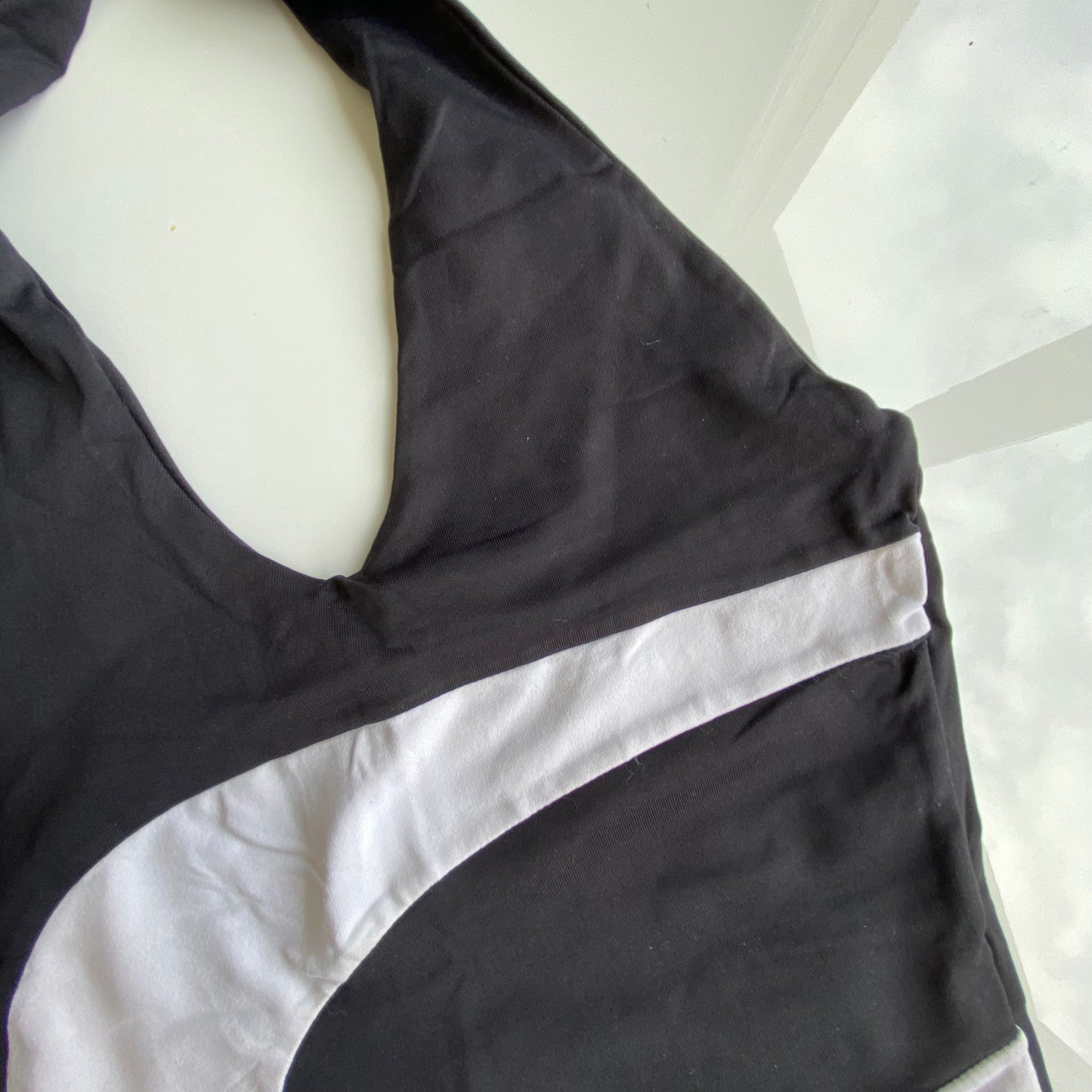 Vintage 90's Sporty Techwear Black and White Halter Top (S)