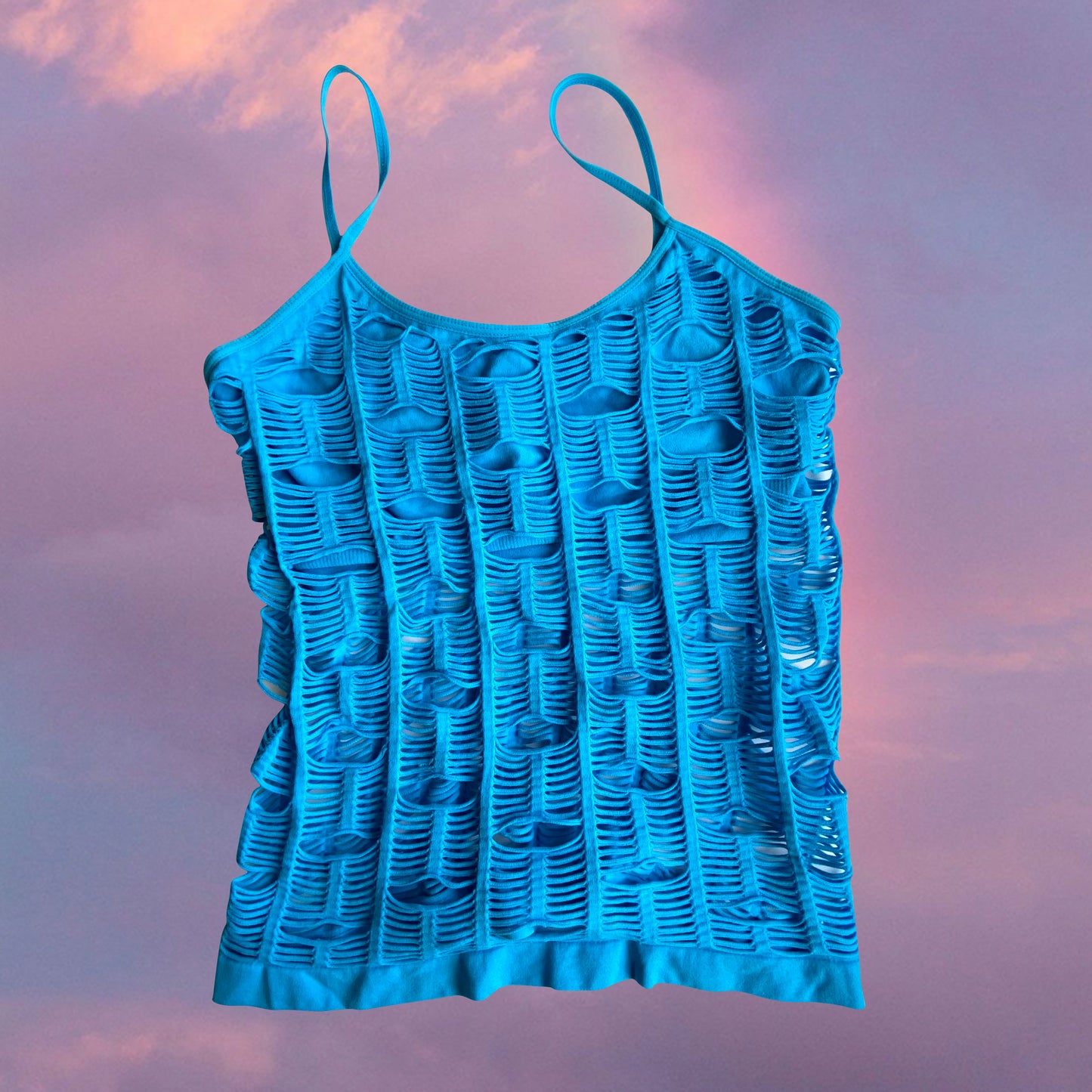 Vintage 90's Rave Blue Net Cami Top (L/XL)