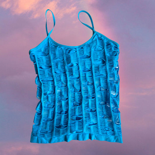 Vintage 90's Rave Blue Net Cami Top (L/XL)