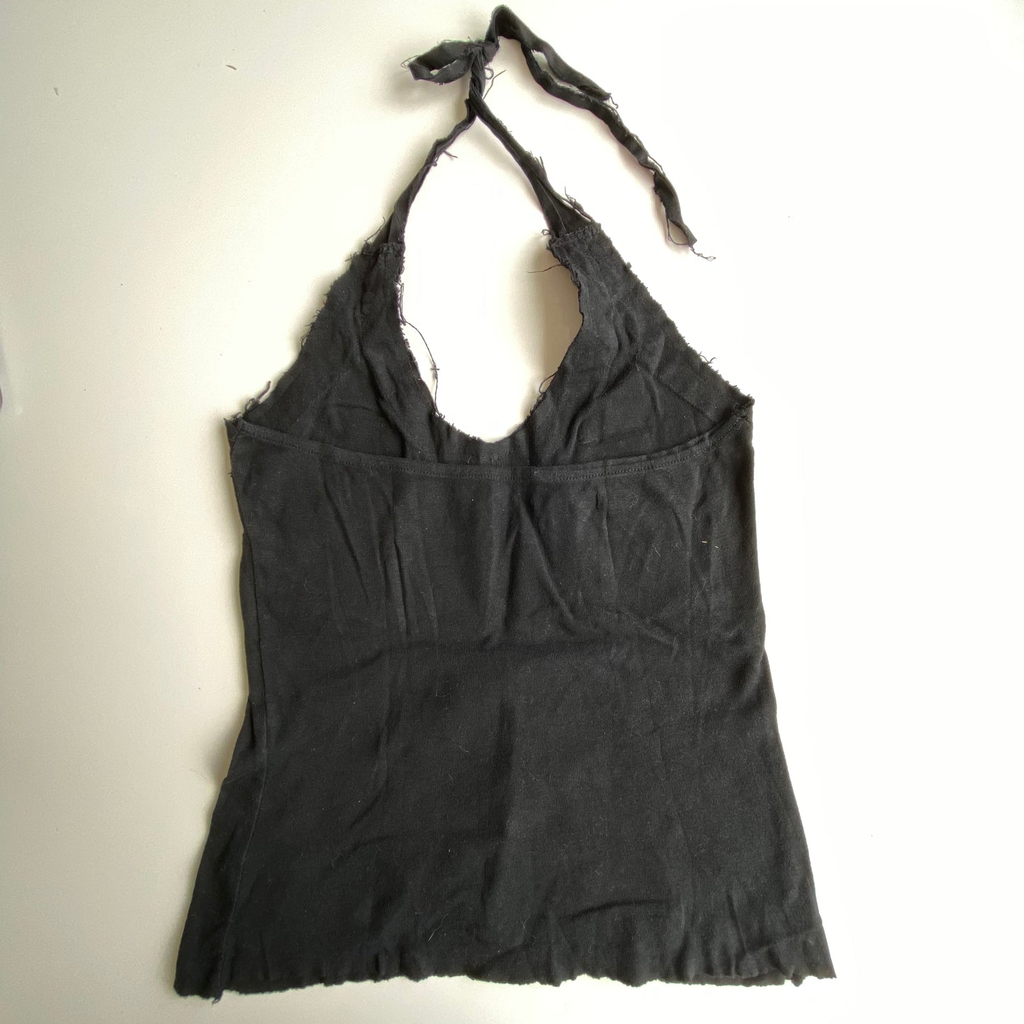 Vintage 90's Skater Grunge "Used Army" Black Halter Top (S/M)