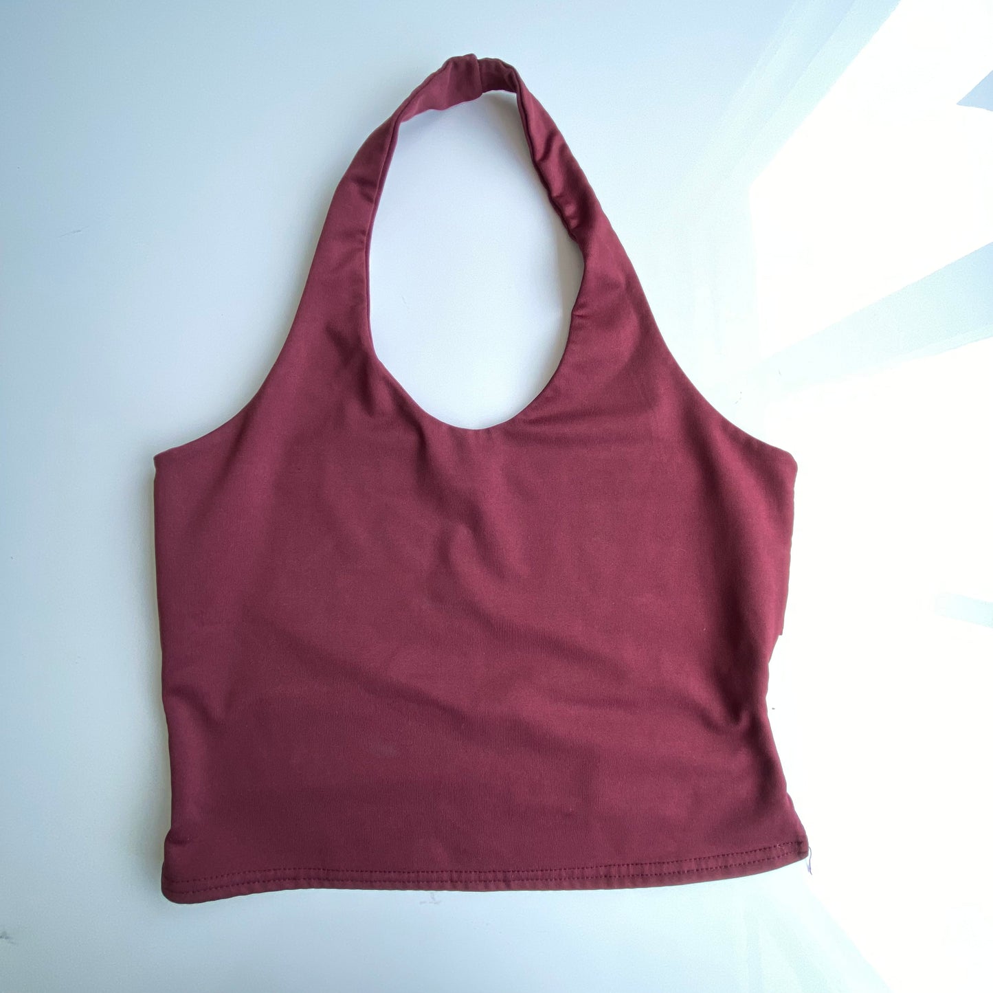 Vintage 90's Clubwear Bordeaux Backless Halter Top (M)