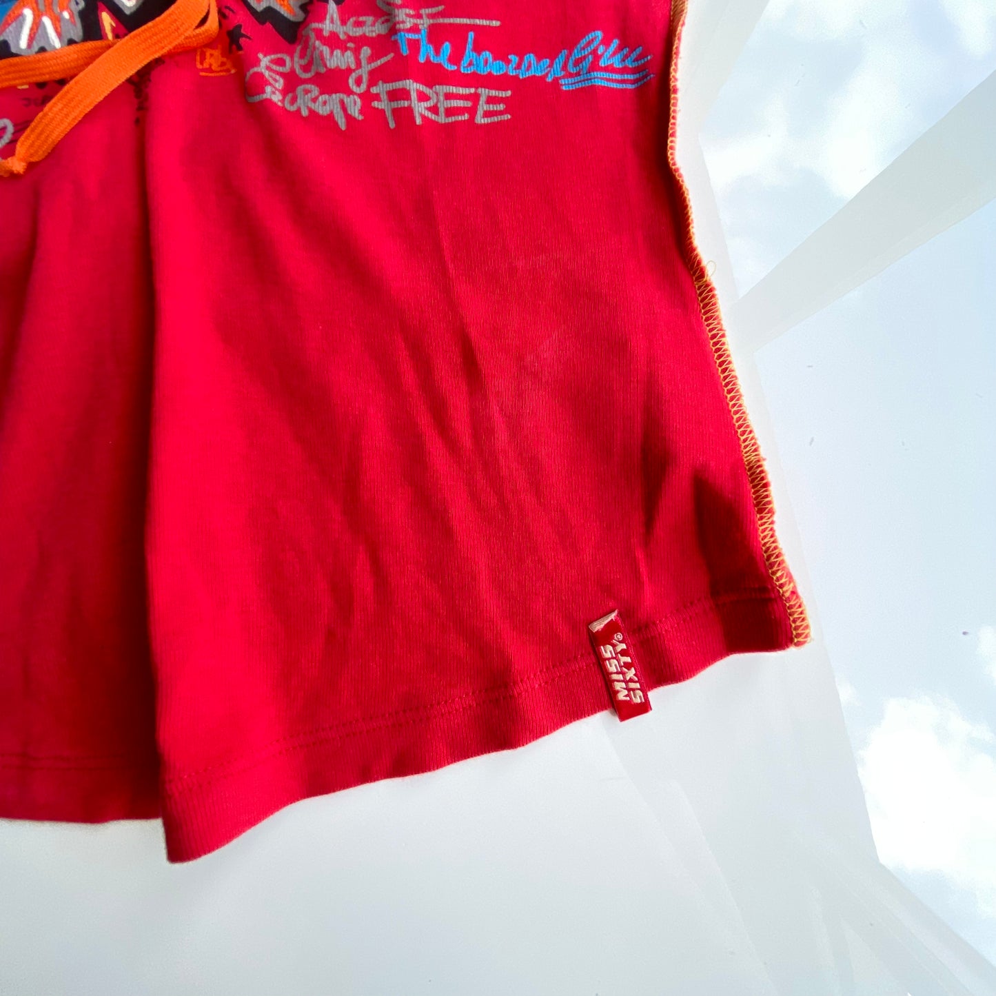 Vintage 90's Miss Sixty Graffiti Red Top (XS/S)