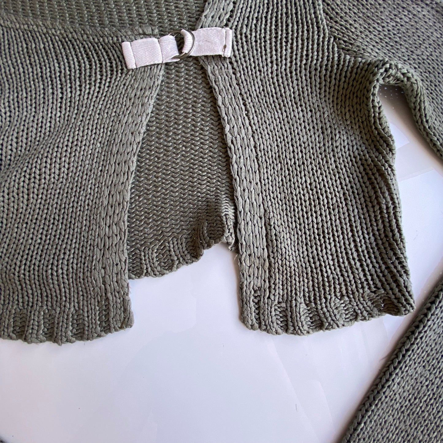 Vintage 90's Subversive Khaki Open Front Cropped Cardigan (S/M)