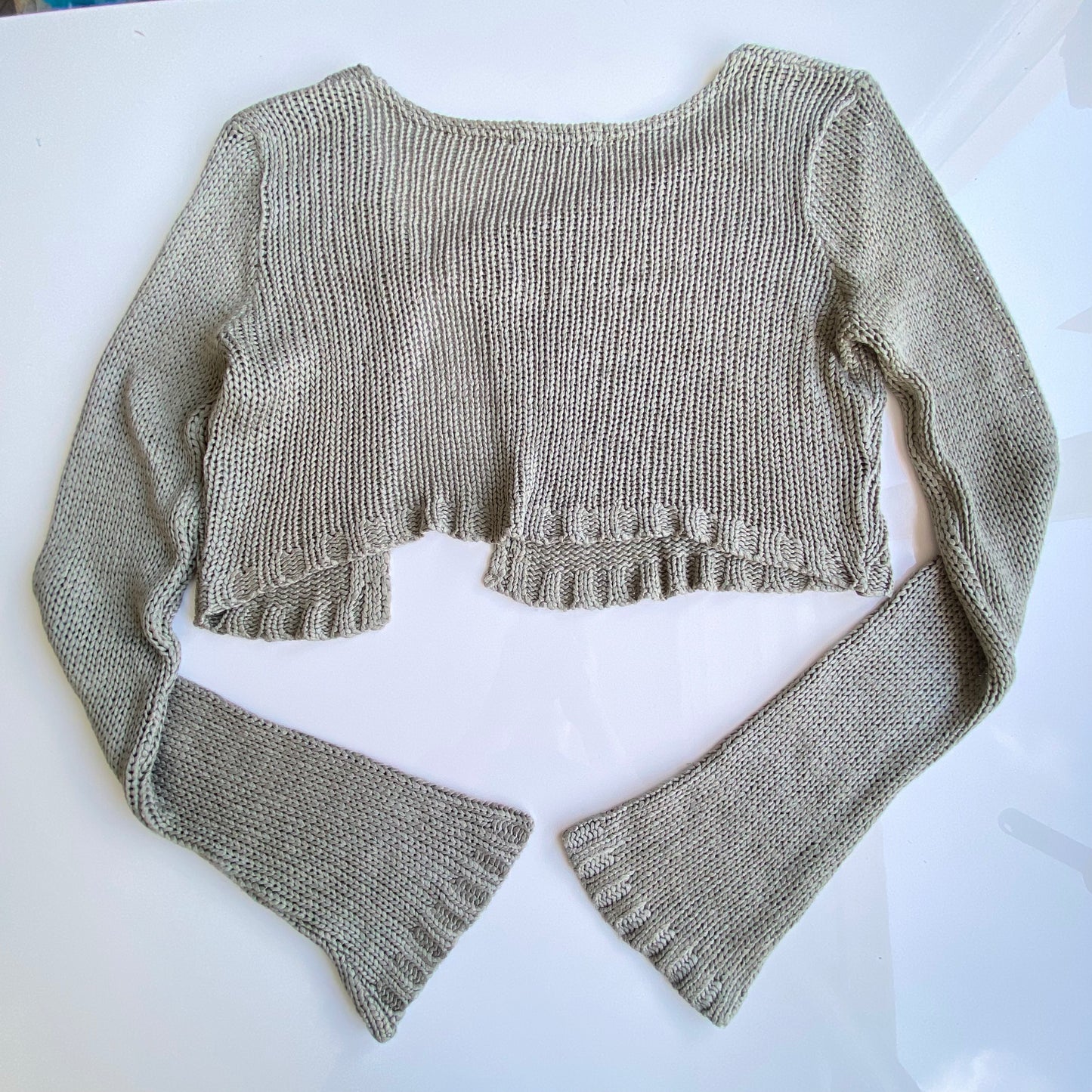 Vintage 90's Subversive Khaki Open Front Cropped Cardigan (S/M)