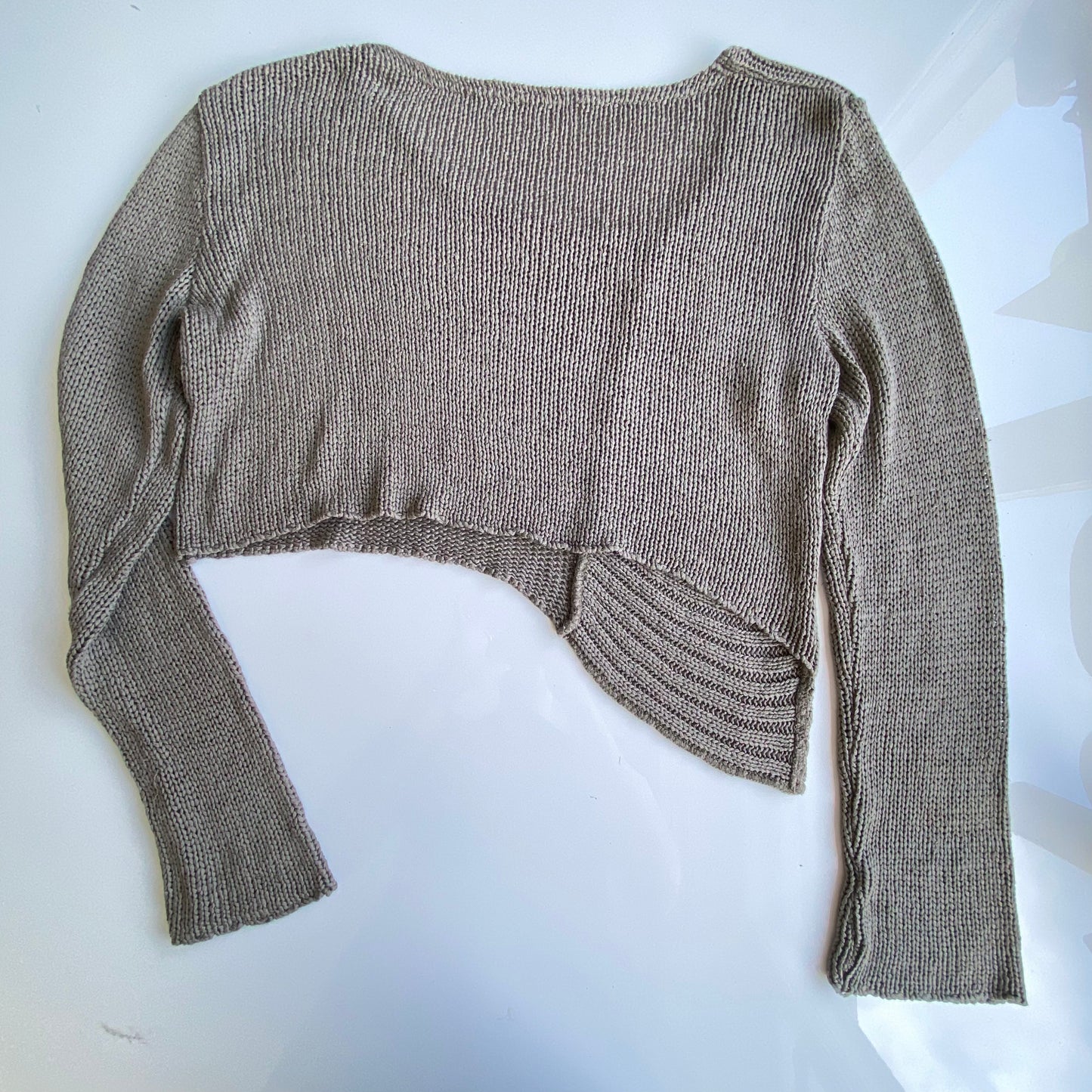 Vintage 90's Subversive Khaki Asymmetric Cropped Jumper (S/M/L)