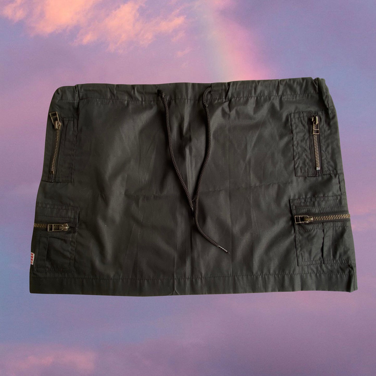 Vintage 90's Techwear Black Cargo Mini Skirt (S)