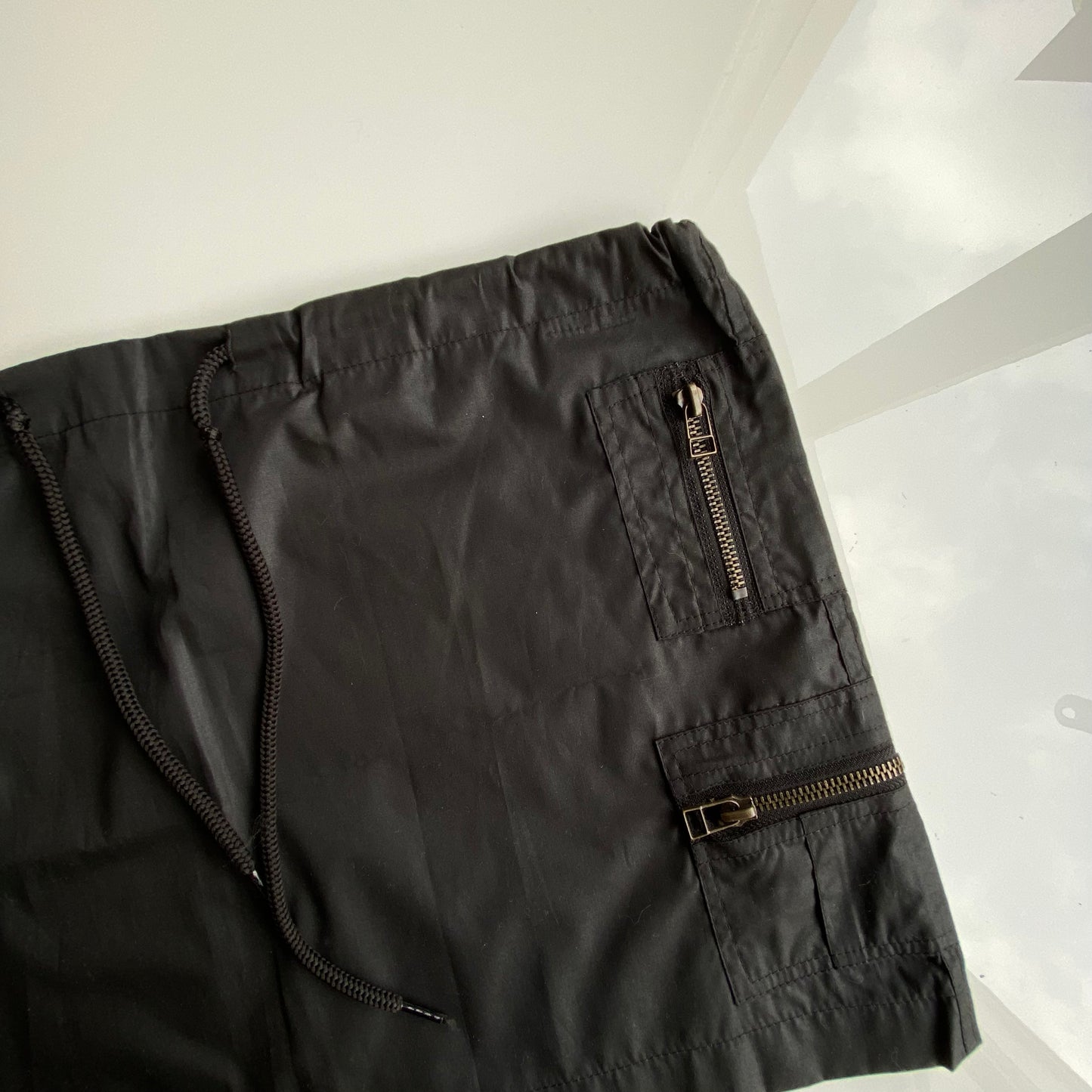 Vintage 90's Techwear Black Cargo Mini Skirt (S)