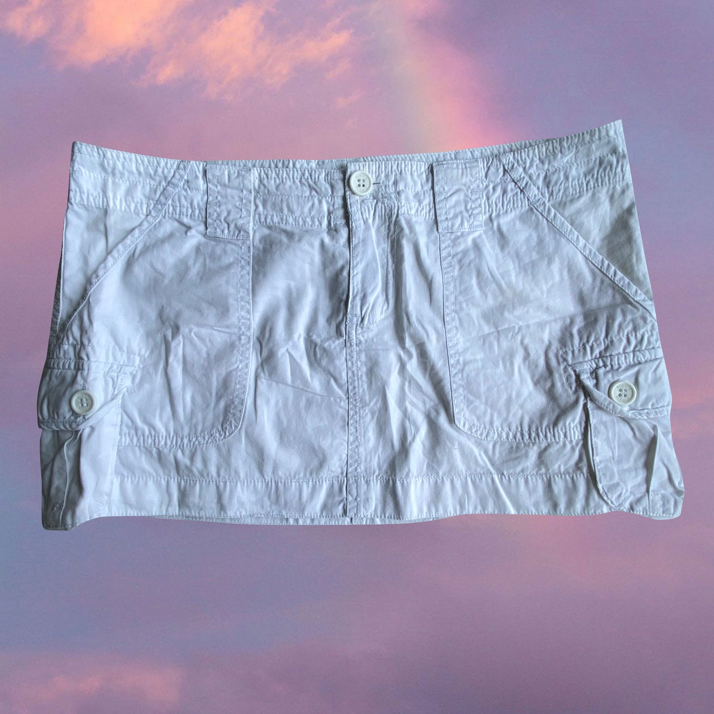 Vintage 90's White Cargo Mini Skirt (34 EU / UK 6 / US 2)