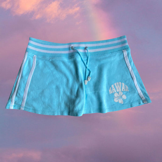 Vintage Y2K Sporty Light Blue Skirt with "Hawaii" Detail (S)