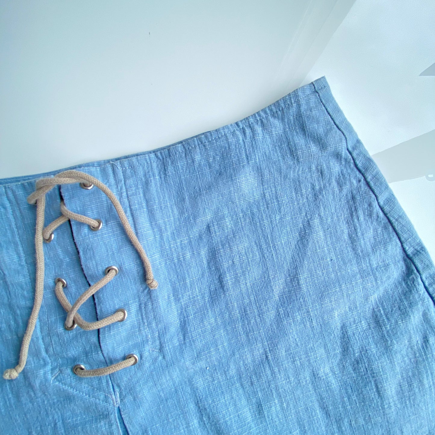 Vintage 90's Coyote Ugly Lace Up Blue Mini Skirt (S/M)