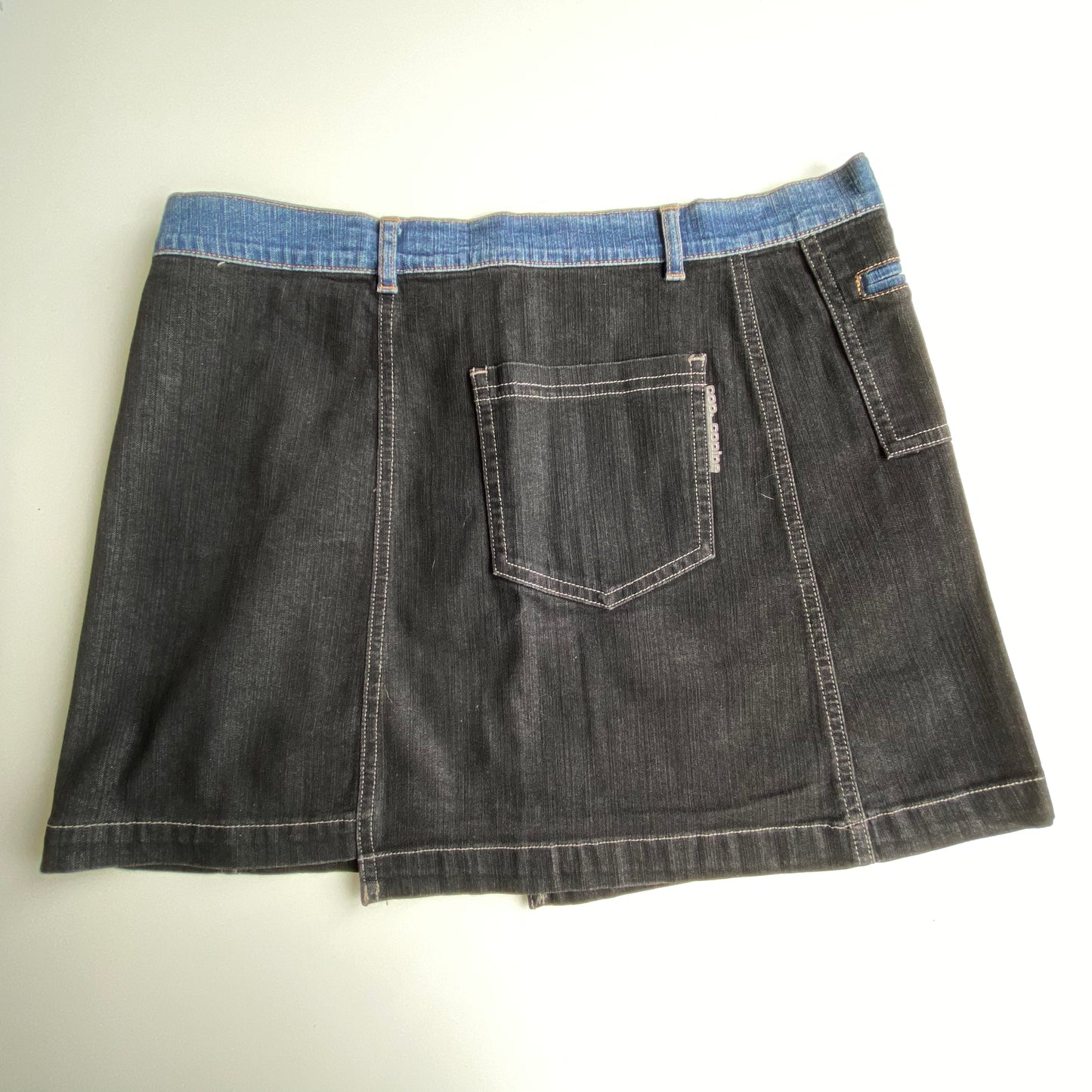 Vintage 90's Archive Cop Copine Two-Tone Denim Mini Skirt (38 EU / UK 10 / US 6)