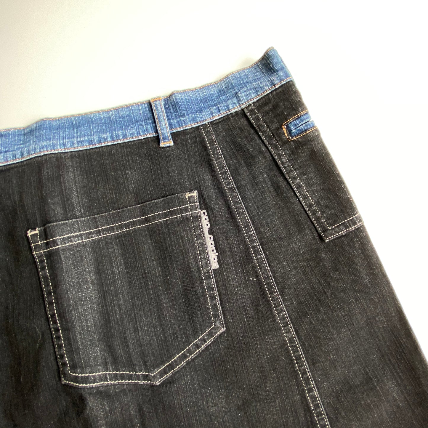 Vintage 90's Archive Cop Copine Two-Tone Denim Mini Skirt (38 EU / UK 10 / US 6)