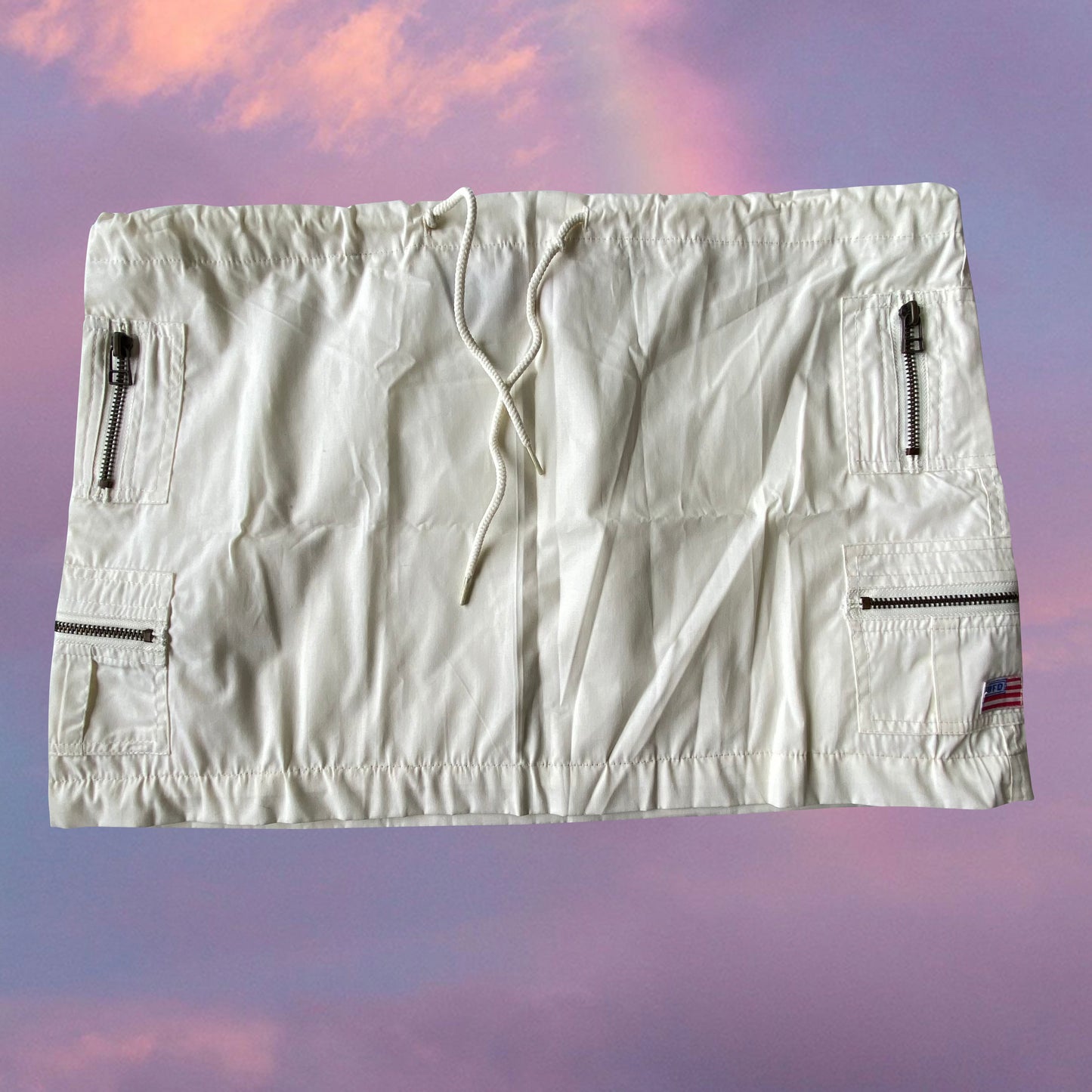 Vintage 90's Techwear White Cargo Mini Skirt (S)