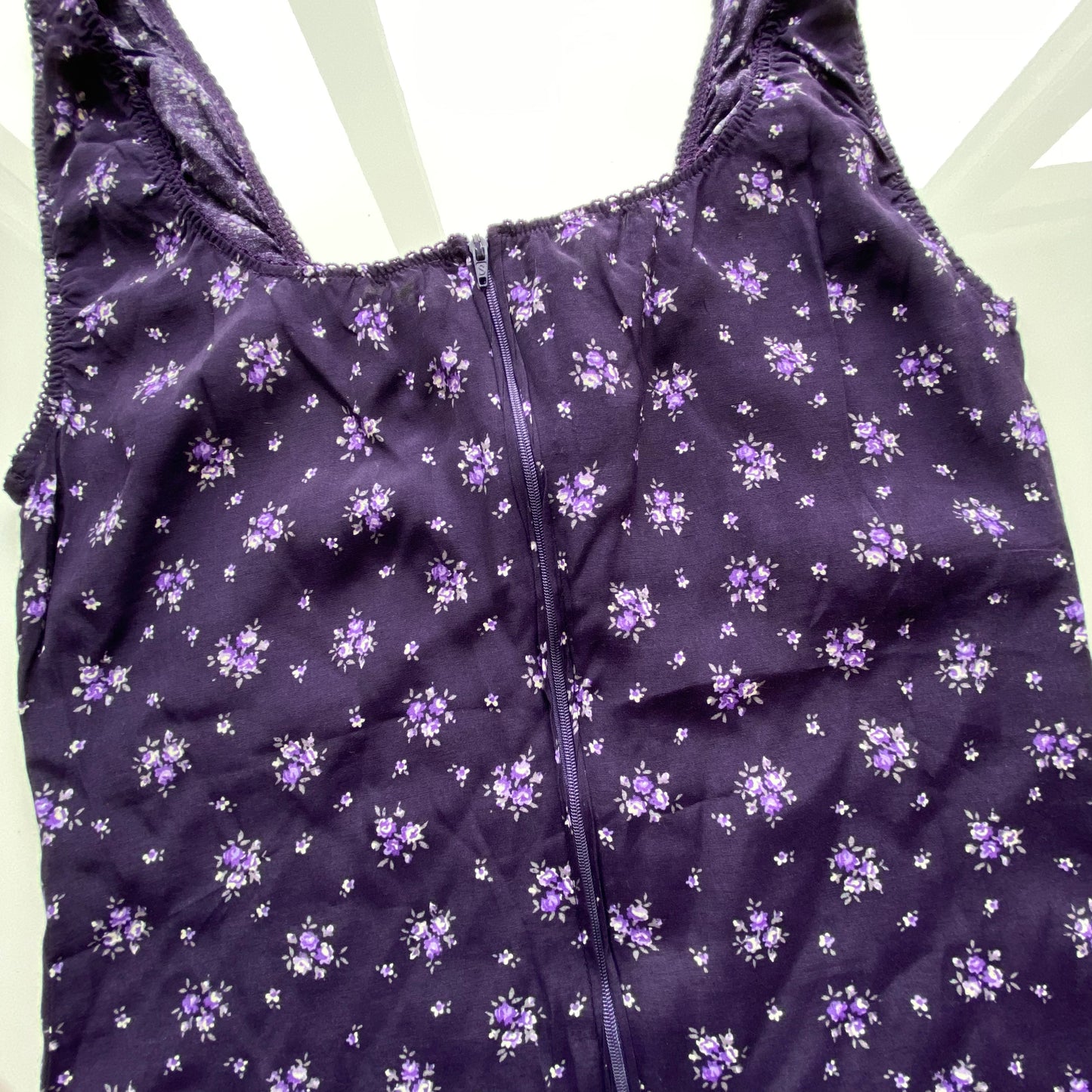 Vintage 90's Romantic Purple Floral Milkmaid Dress (38 EU / UK 10 / US 6)