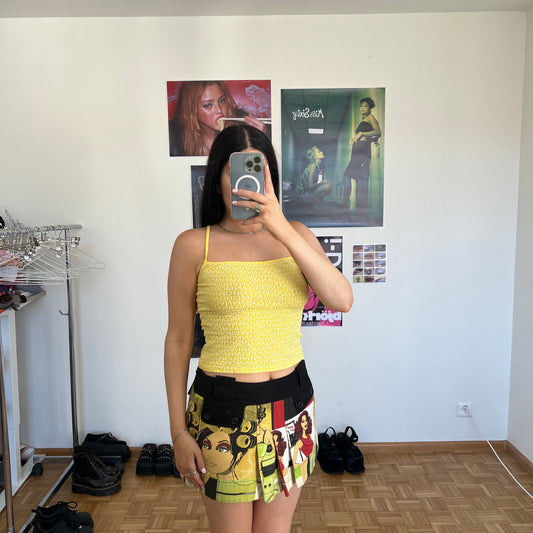 Vintage 90's Morgan de Toi Yellow Logo Mesh Cami Top (S/M)