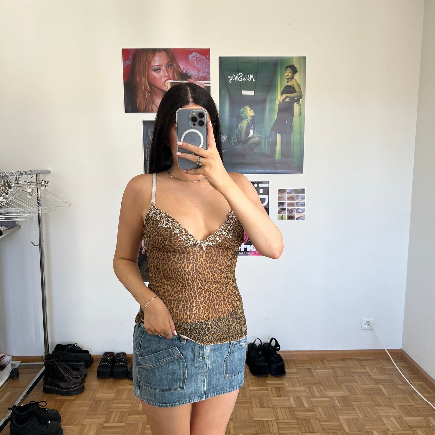 Vintage 90's Archive Dolce & Gabbana Leopard Print Mesh Cami (S)