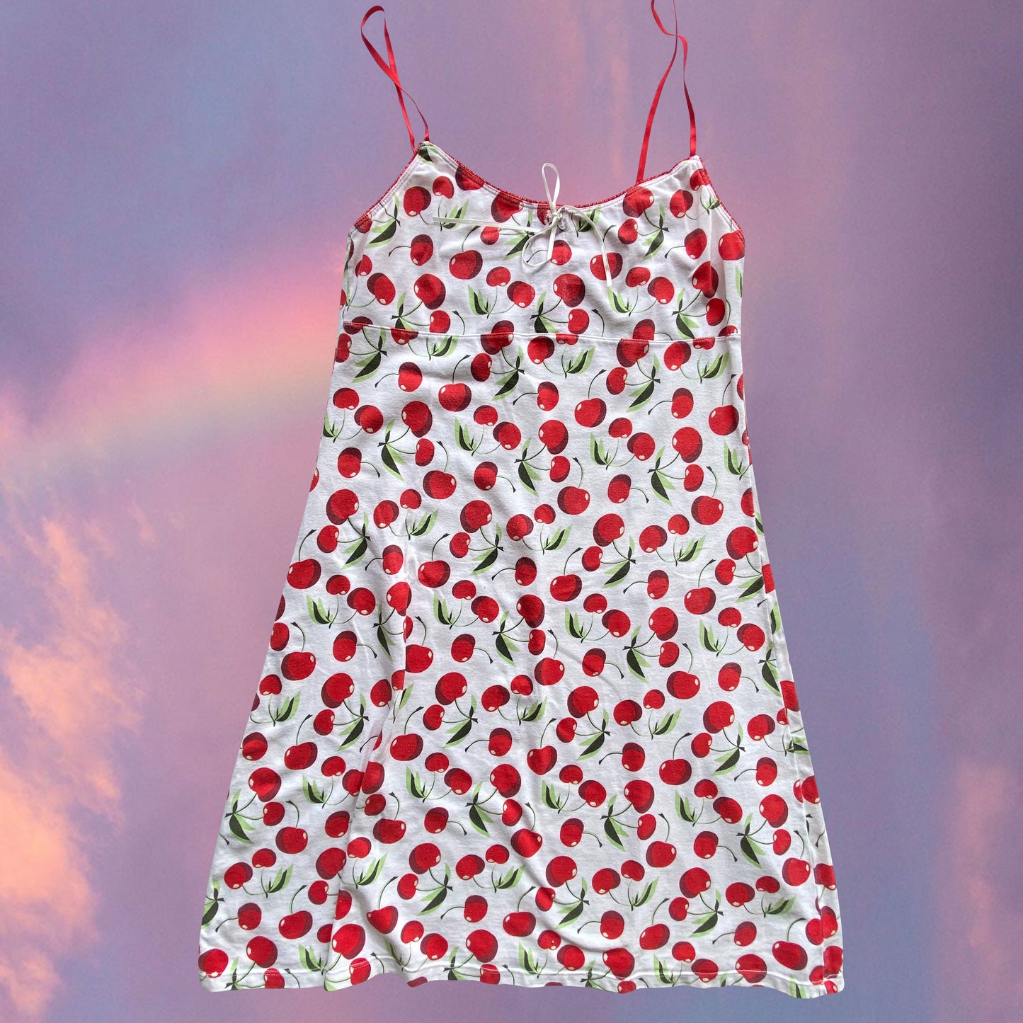 Vintage 90's Cute Cherry Cami Dress (36 EU / UK 8 / US 6)