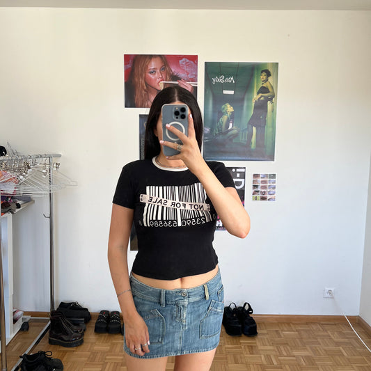 Vintage 90's Skater Not For Sale Graphic Black Baby Tee (S)