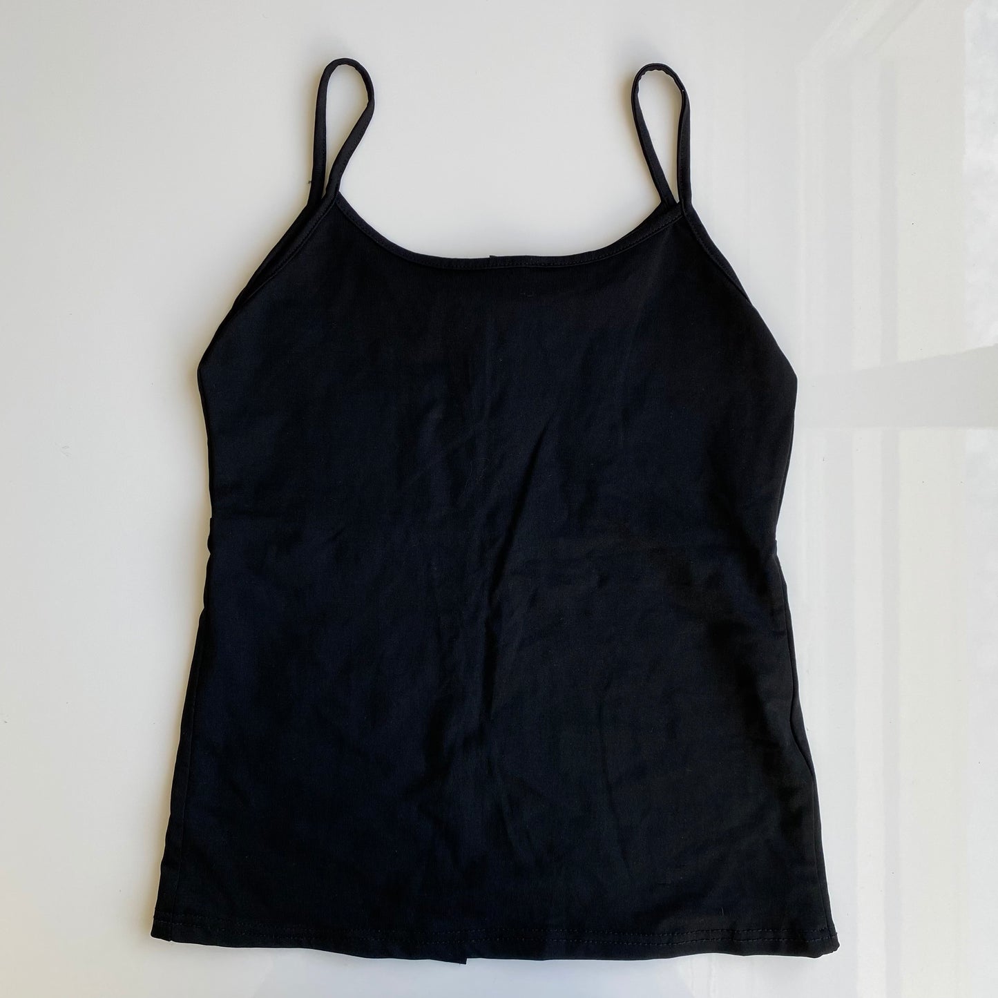 Vintage 90's Model Off Duty Black Open Front Cami Top (XS)