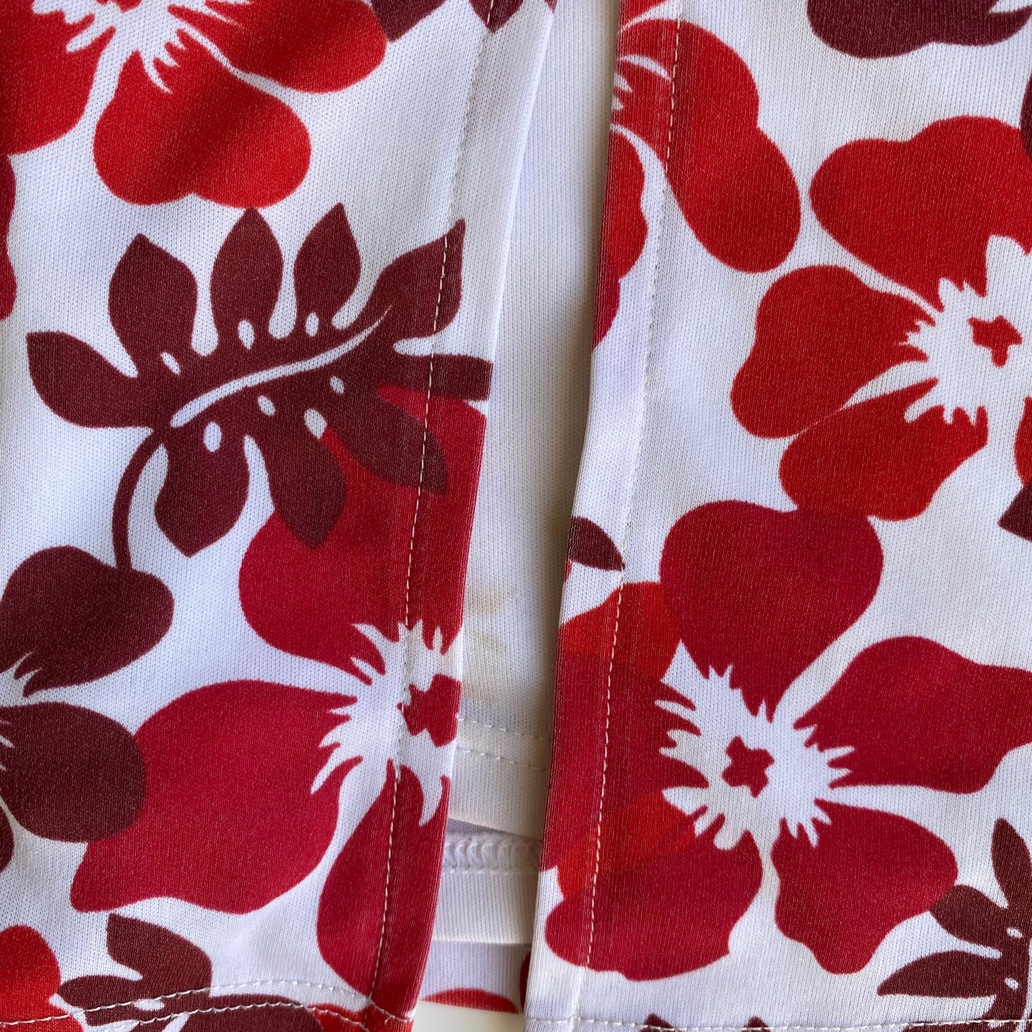 Vintage 90's Beachwear Red Hibiscus Print Mini Skirt with Shorts Underneath (XS)