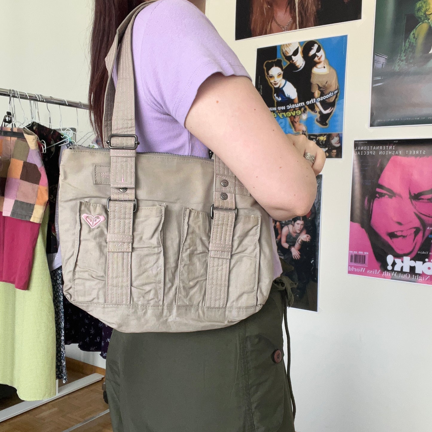 Vintage 90's Roxy Cargo Style Mini Tote Bag