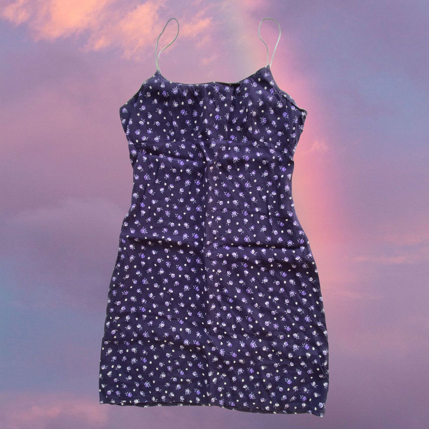 Vintage 90's Romantic Purple Floral Cami Dress (36 EU / UK 8 / US 4)