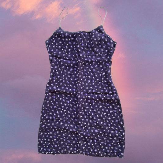 Vintage 90's Romantic Purple Floral Cami Dress (36 EU / UK 8 / US 4)