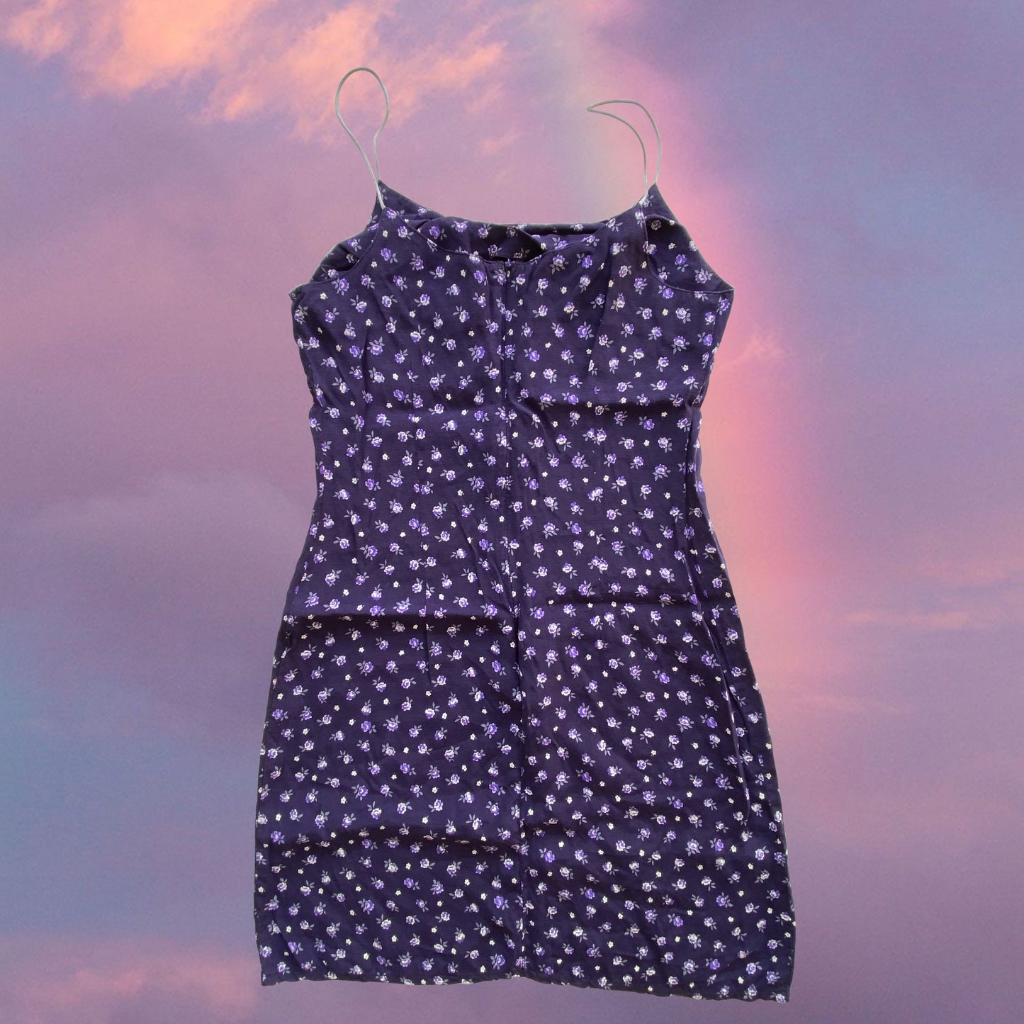 Vintage 90's Romantic Purple Floral Cami Dress (36 EU / UK 8 / US 4)