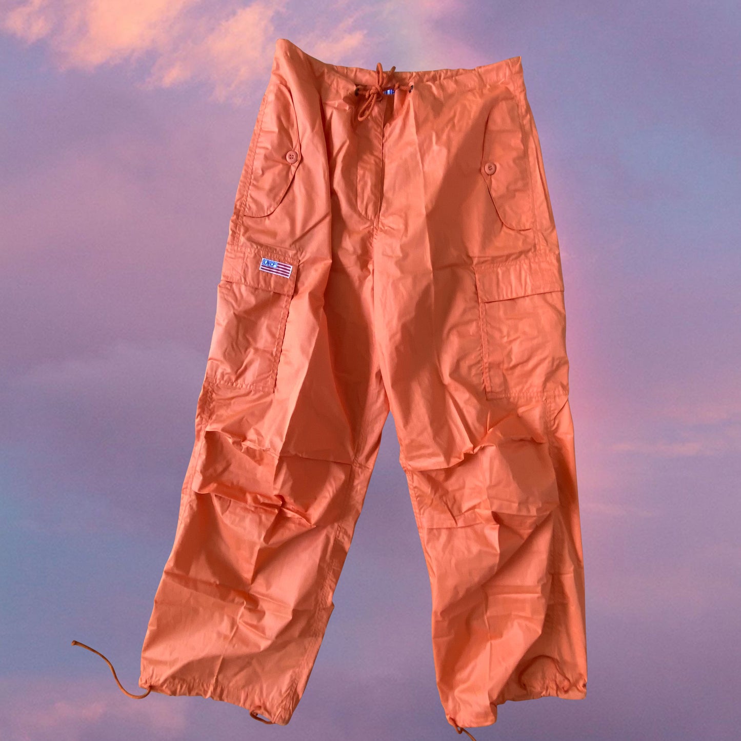 Vintage 90's Archive Orange Parachute Baggy Cargo Pants (XS/S)