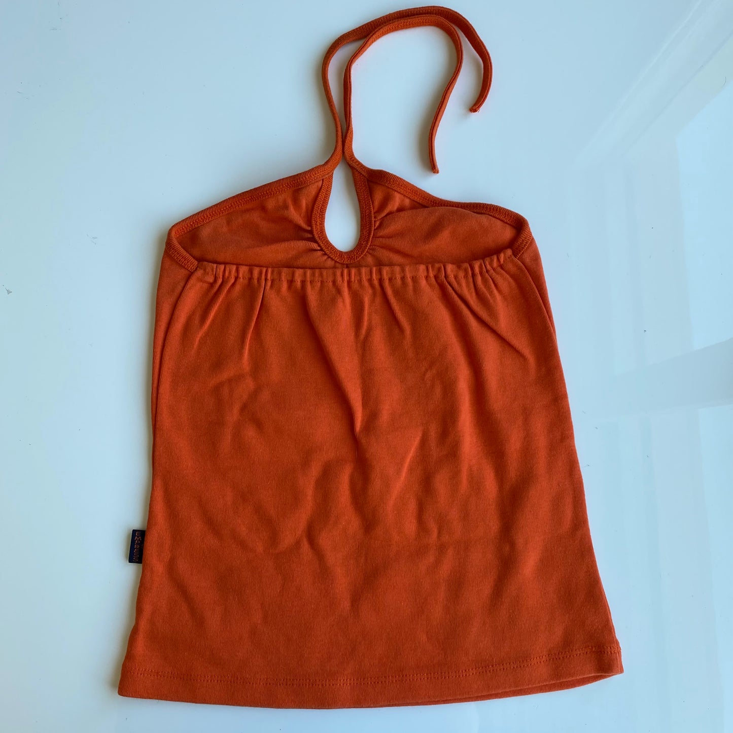 Vintage 90’s Cyber Rave Orange and Silver Tribal Halter Neck Top (XS-S)