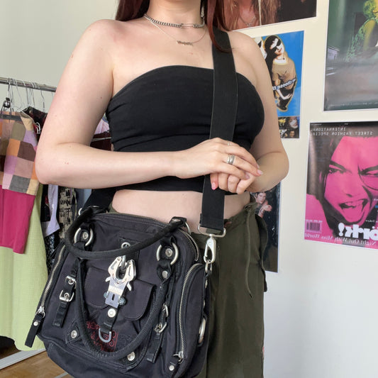 Vintage Y2K Cyber Grunge George Gina Lucy Black Bag