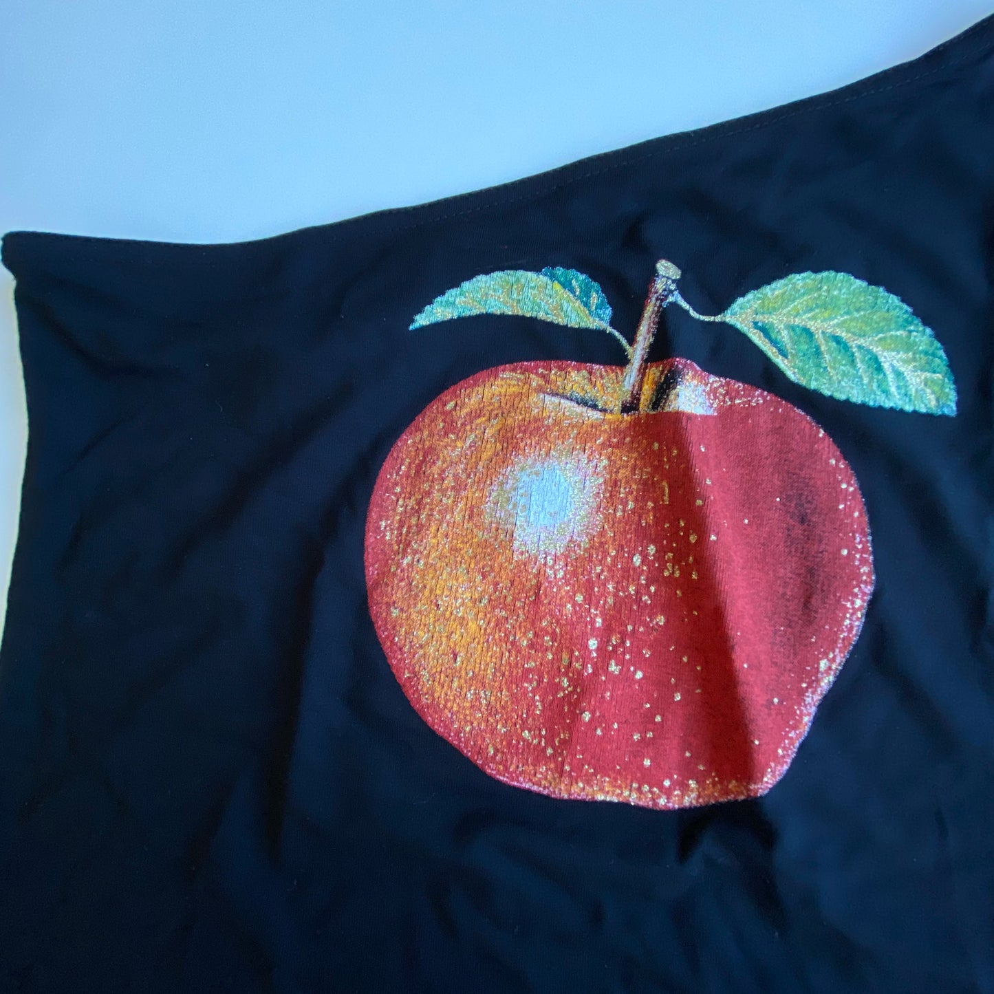 Vintage 90’s Funky Apple Graphic Black One Shoulder Top (M/L)