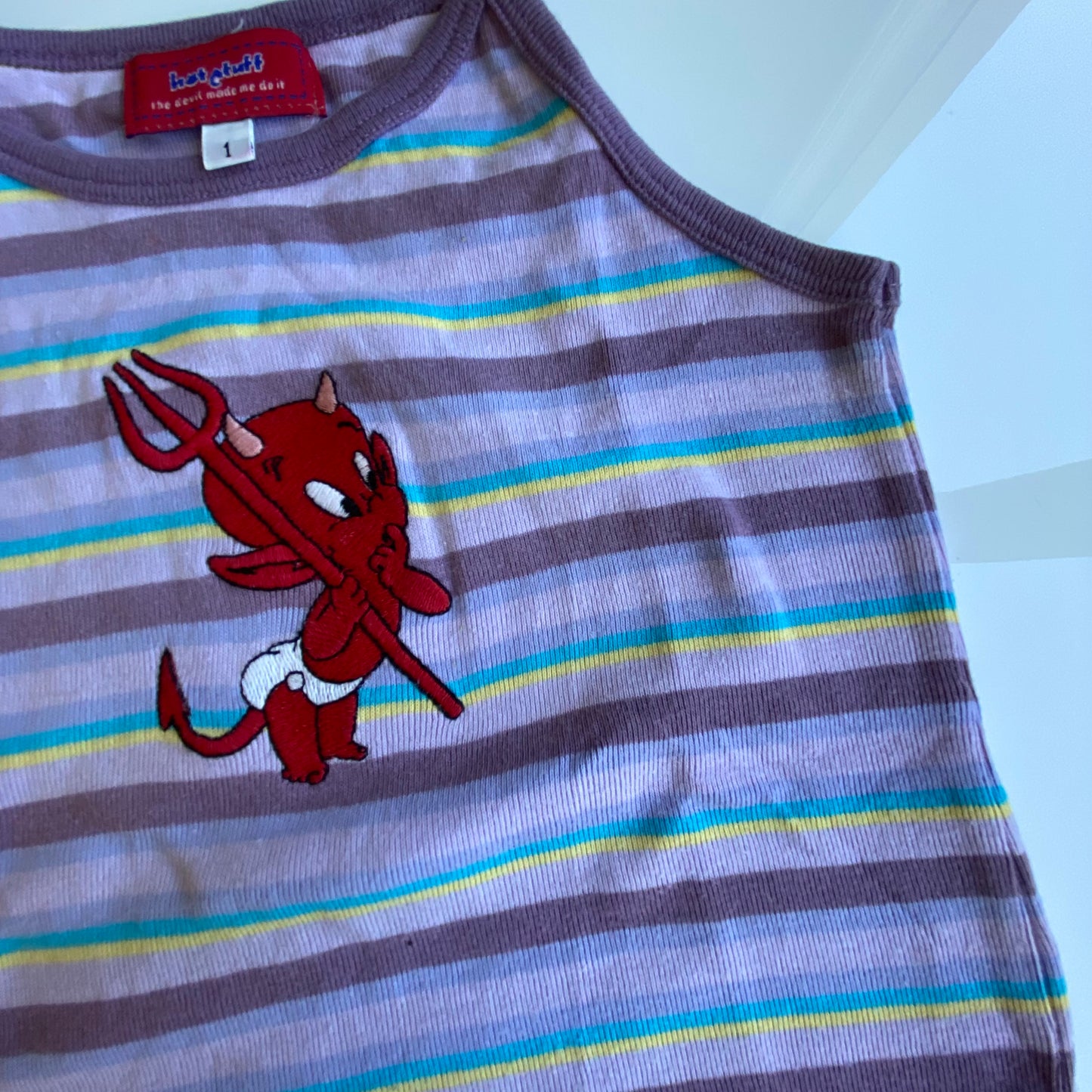 Vintage 90’s Skater Striped Cami Top with Little Devil Print (XS)