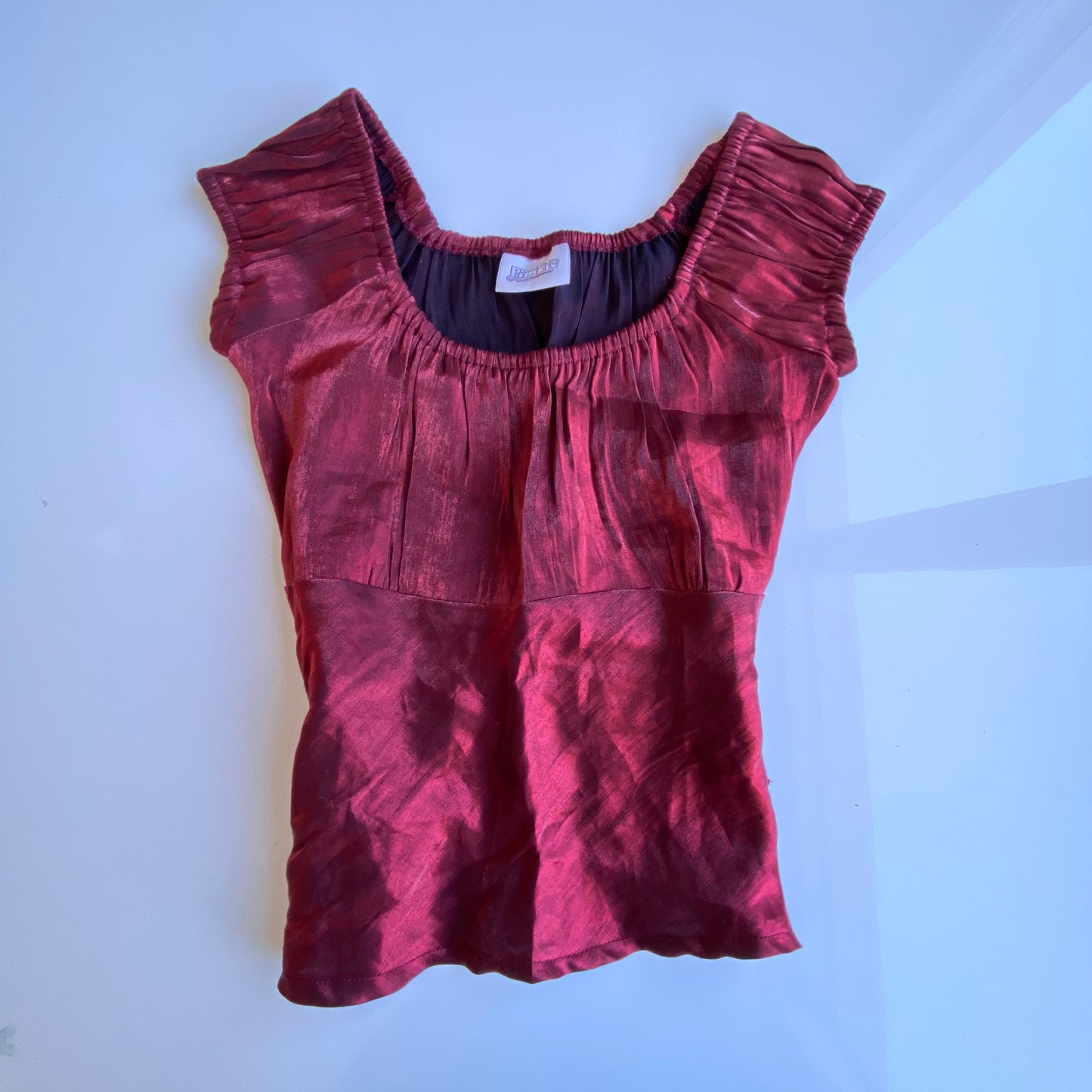 Vintage 90’s Clubwear Burgundy Satin Backless Milkmaid Top (XS)