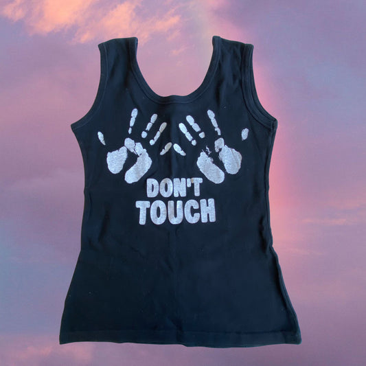 Vintage 90’s Skater “Don’t Touch” Graphic Black Tank Top (S/M)