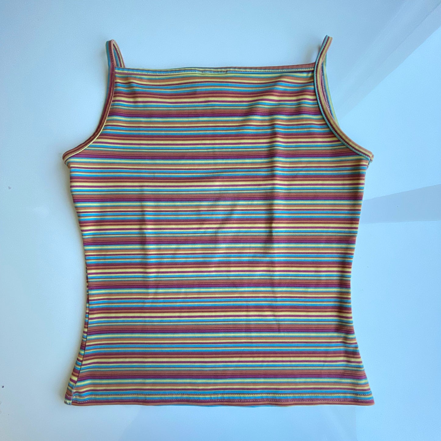 Vintage 90’s Sporty Rainbow Striped High Neck Cami (S)