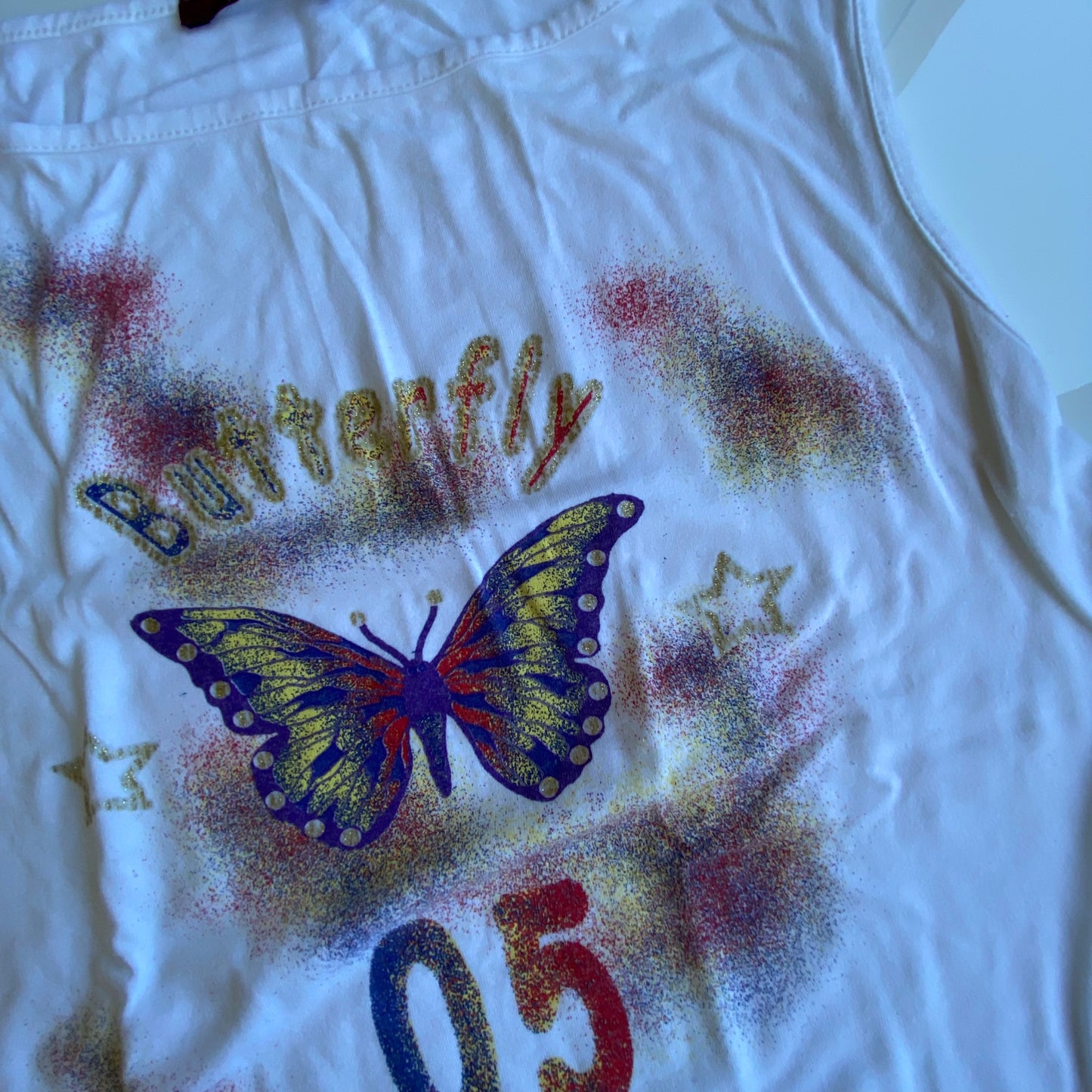 Vintage 90’s Skater Butterfly Graphic White Tank Top (M)