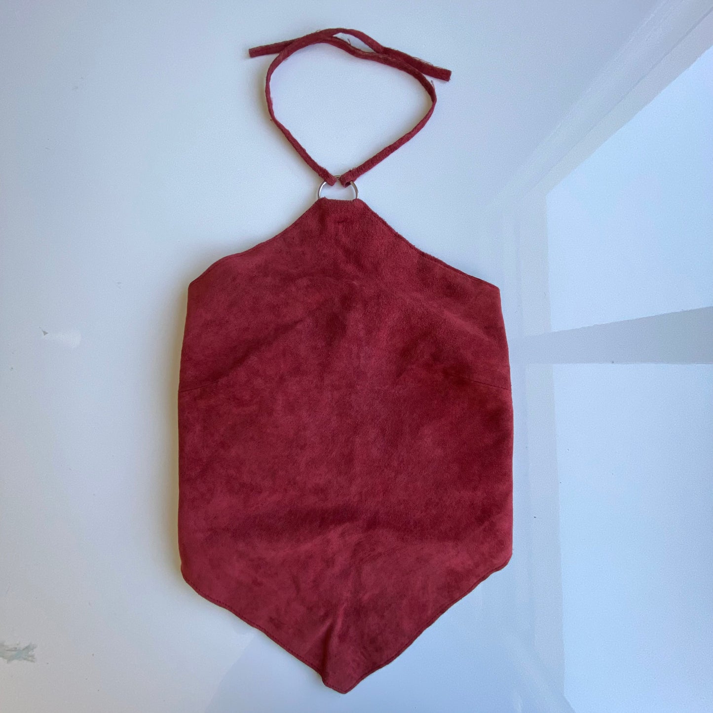 Vintage 90’s Festival Red Suede Backless Top (S)