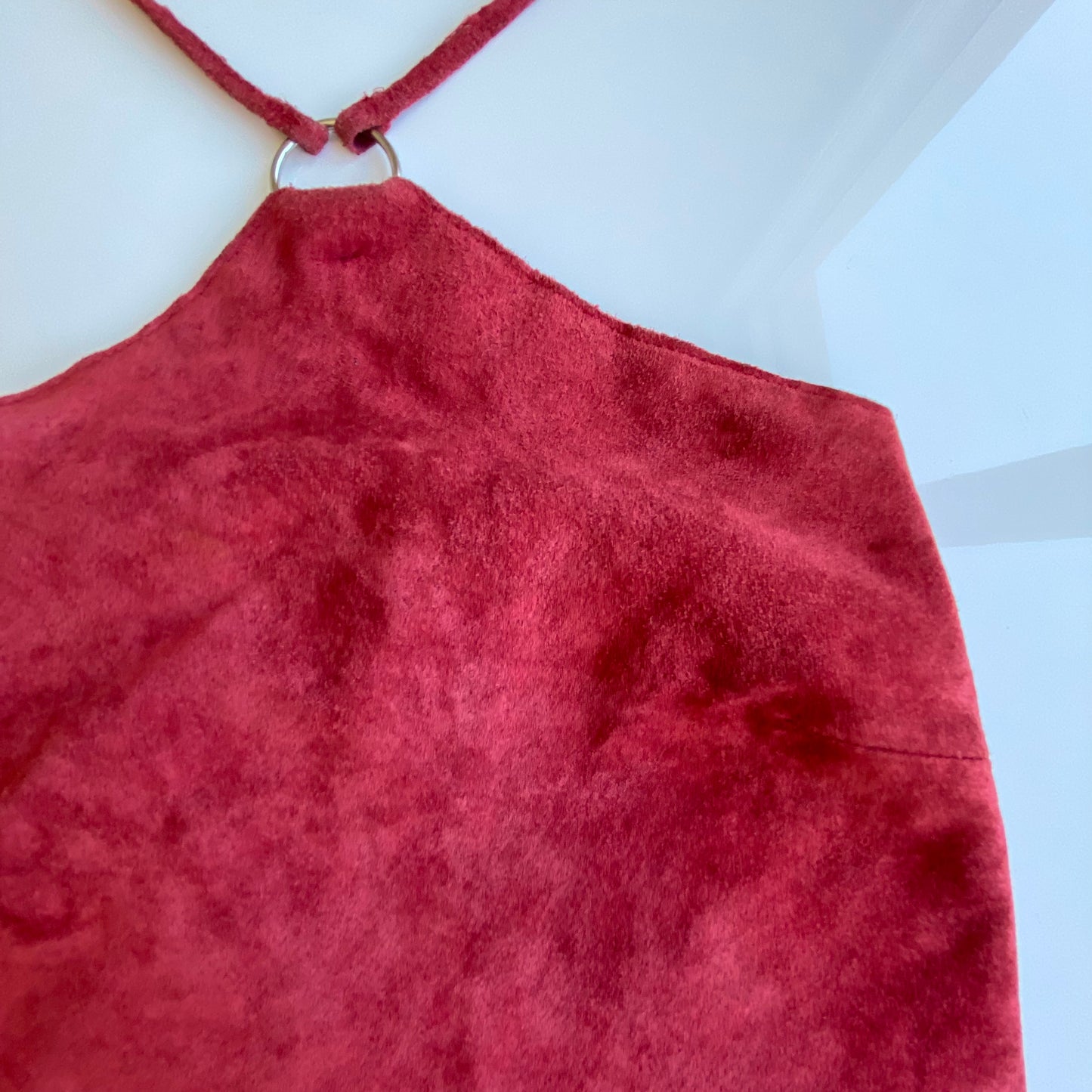 Vintage 90’s Festival Red Suede Backless Top (S)