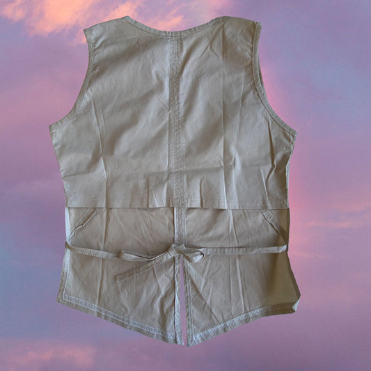 Vintage 90’s Clubwear Tan Backless Halter Top with Front Slit (S)