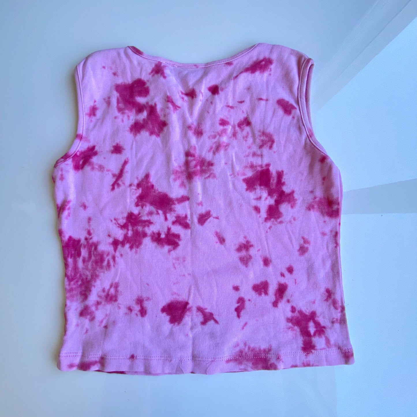 Vintage 90’s Indie Hippie Pink Tie Dye Ultra Cropped Tank Top (XXS/XS)