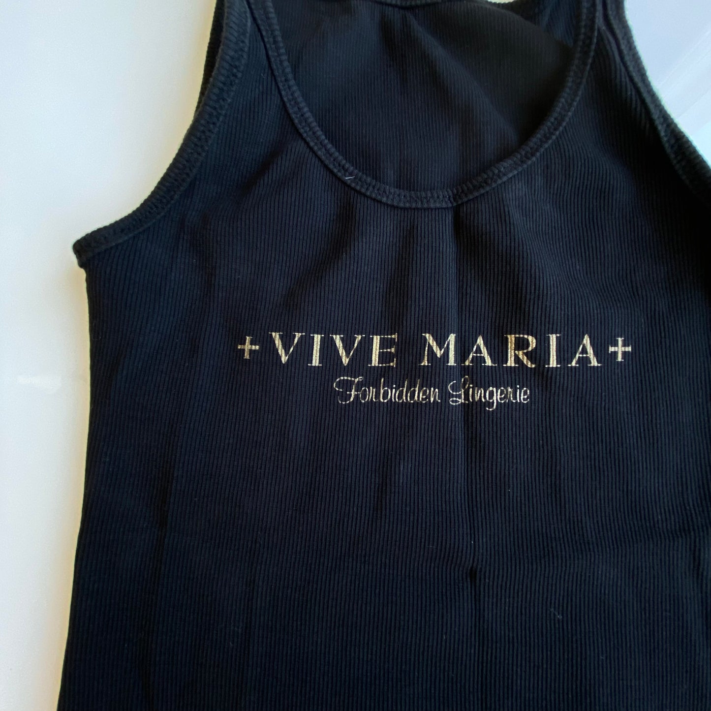 Vintage 90’s Archive Grunge Vive Maria Black Ribbed Logo Tank Top (S)